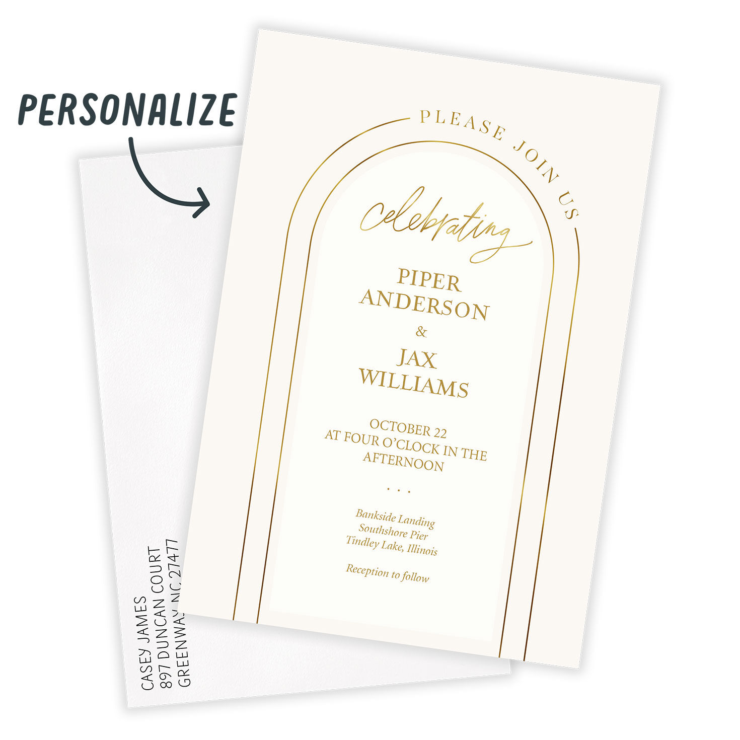 Elegant Gold Arch Wedding Invitation, , large image number 2