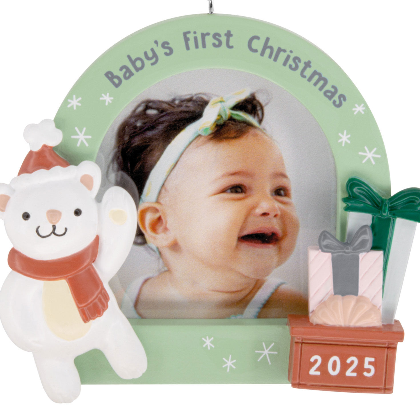 Baby's 1st 2025 Photo Frame Christmas Ornament closeup view image number 5