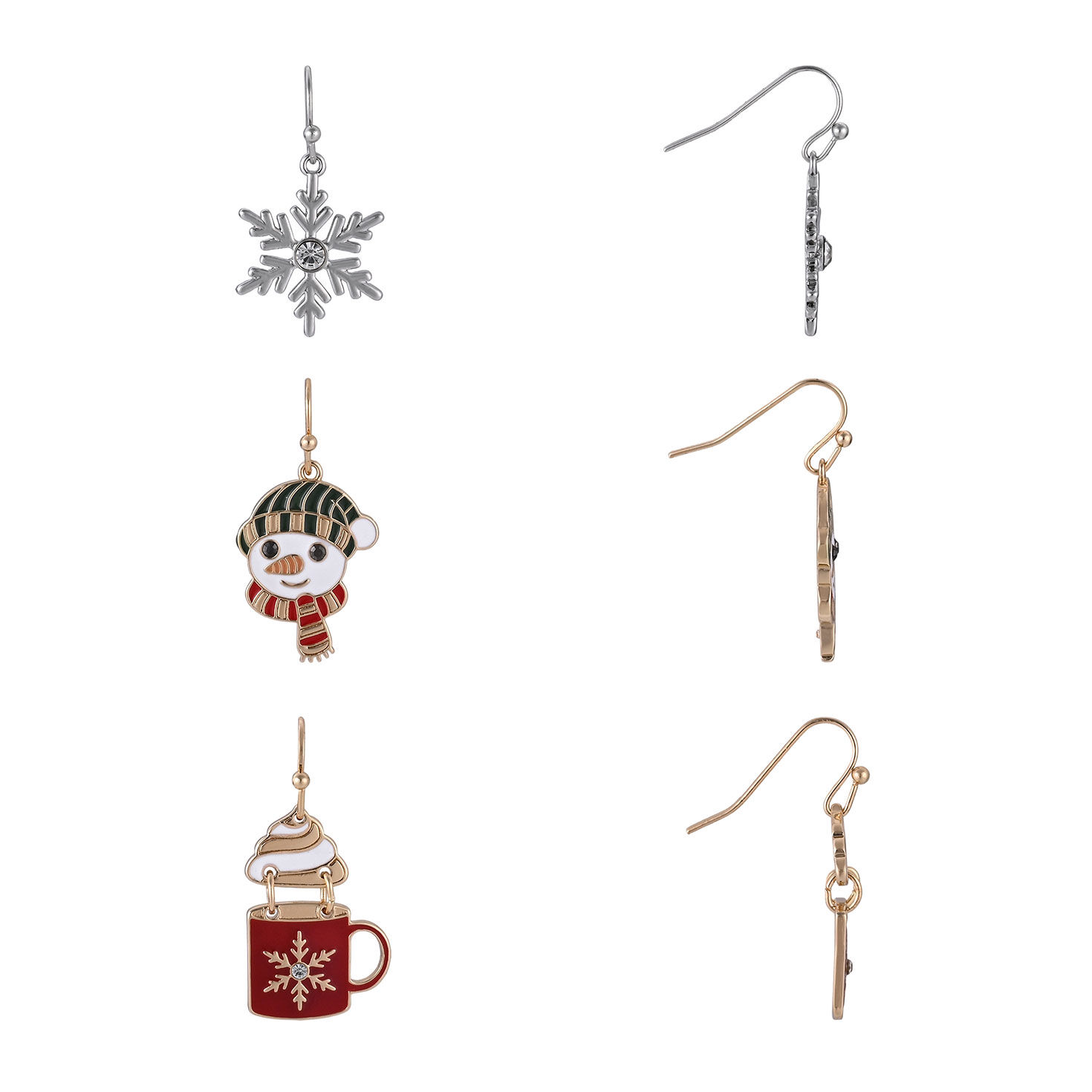 3-pair Earring Set - Hot Cocoa front and side image number 2
