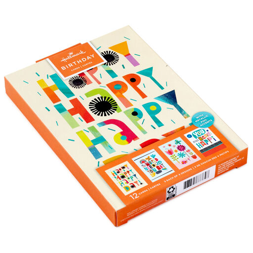 Trendy Lettering Boxed All-Occasion Cards Assortment, Pack of 12, 