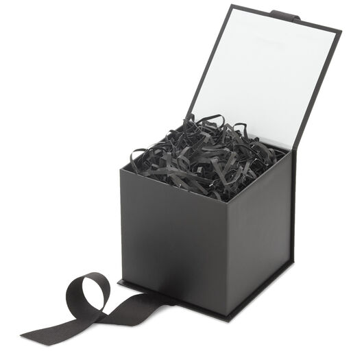 4.3" Small Black Gift Box With Shredded Paper Filler, 