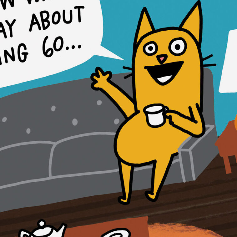 Cat on Couch Funny 60th Birthday Card Card Front Detail image number 4
