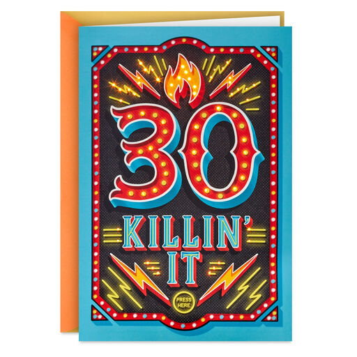 30 Killin' It Musical 30th Birthday Card With Light, 