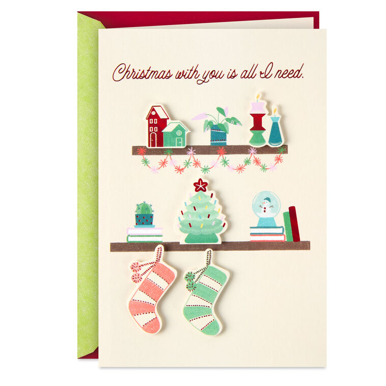 Holiday Shelves Romantic Christmas Card for Her Card Front image number 1