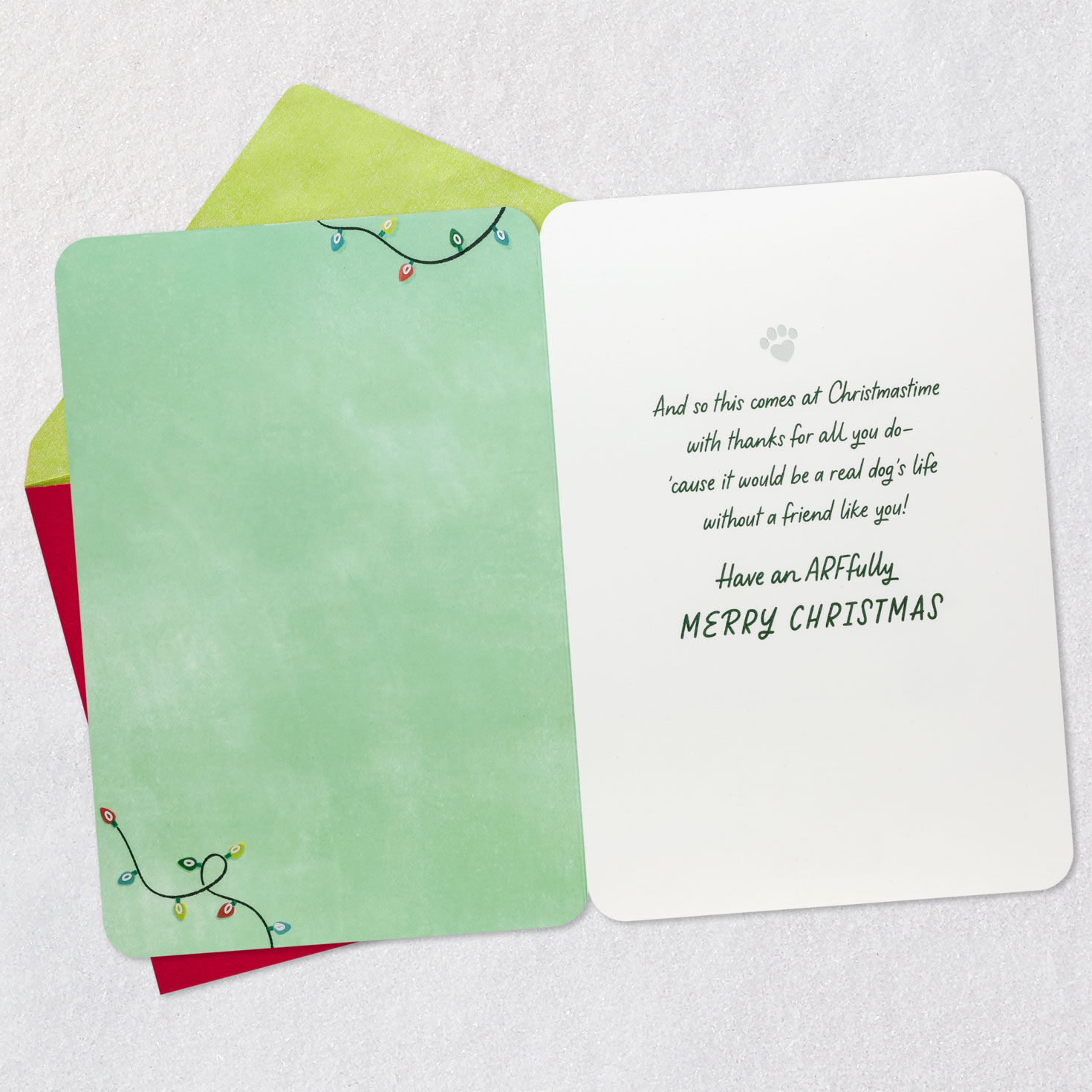 Funny Dog in String Lights Christmas Card Open card with envelope image number 3