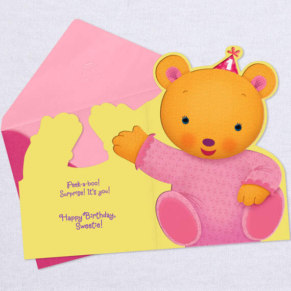 Peek-a-Boo Bear First Birthday Card for Her, , large image number 3