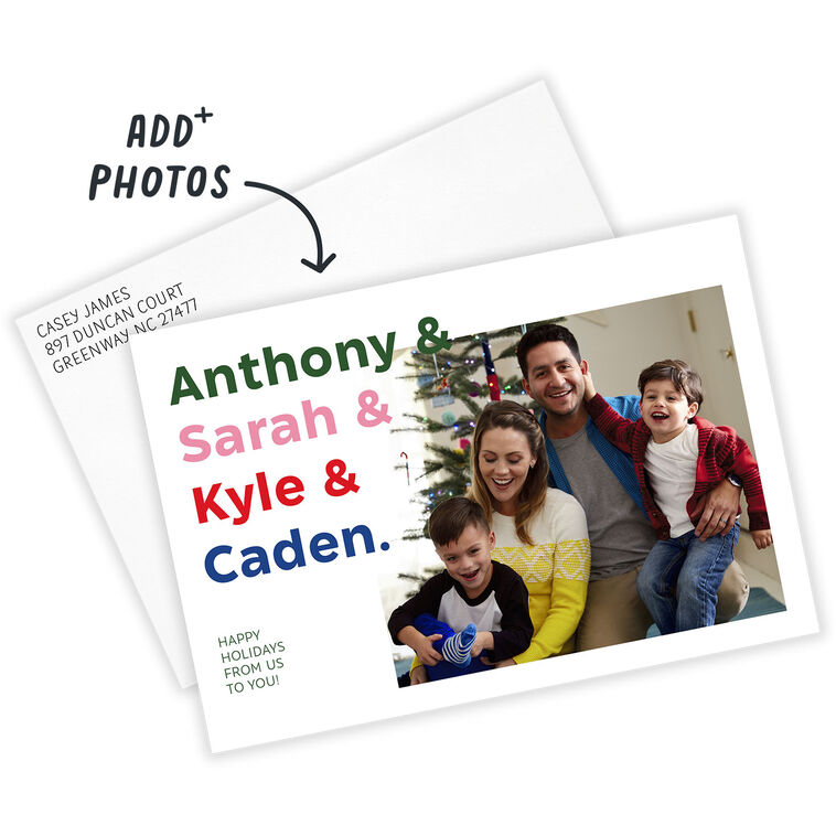 Colorful Names List Flat Holiday Photo Card, , large image number 3