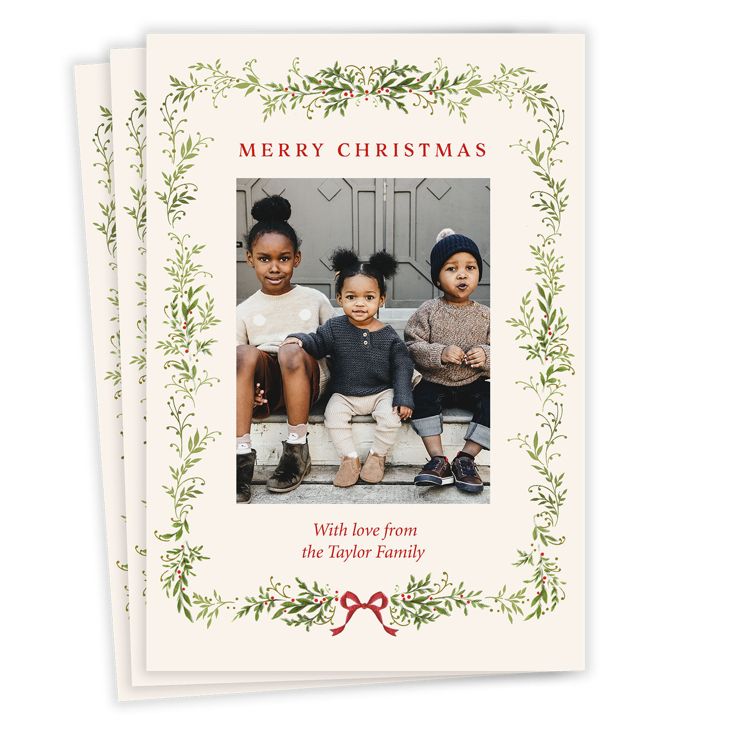 Classy Garland Flat Christmas Photo Card