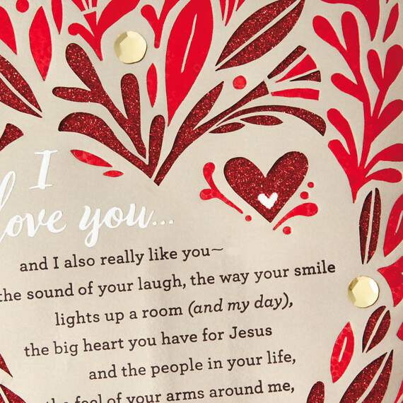 Love You Floral Heart Religious Valentine's Day Card, , large image number 4