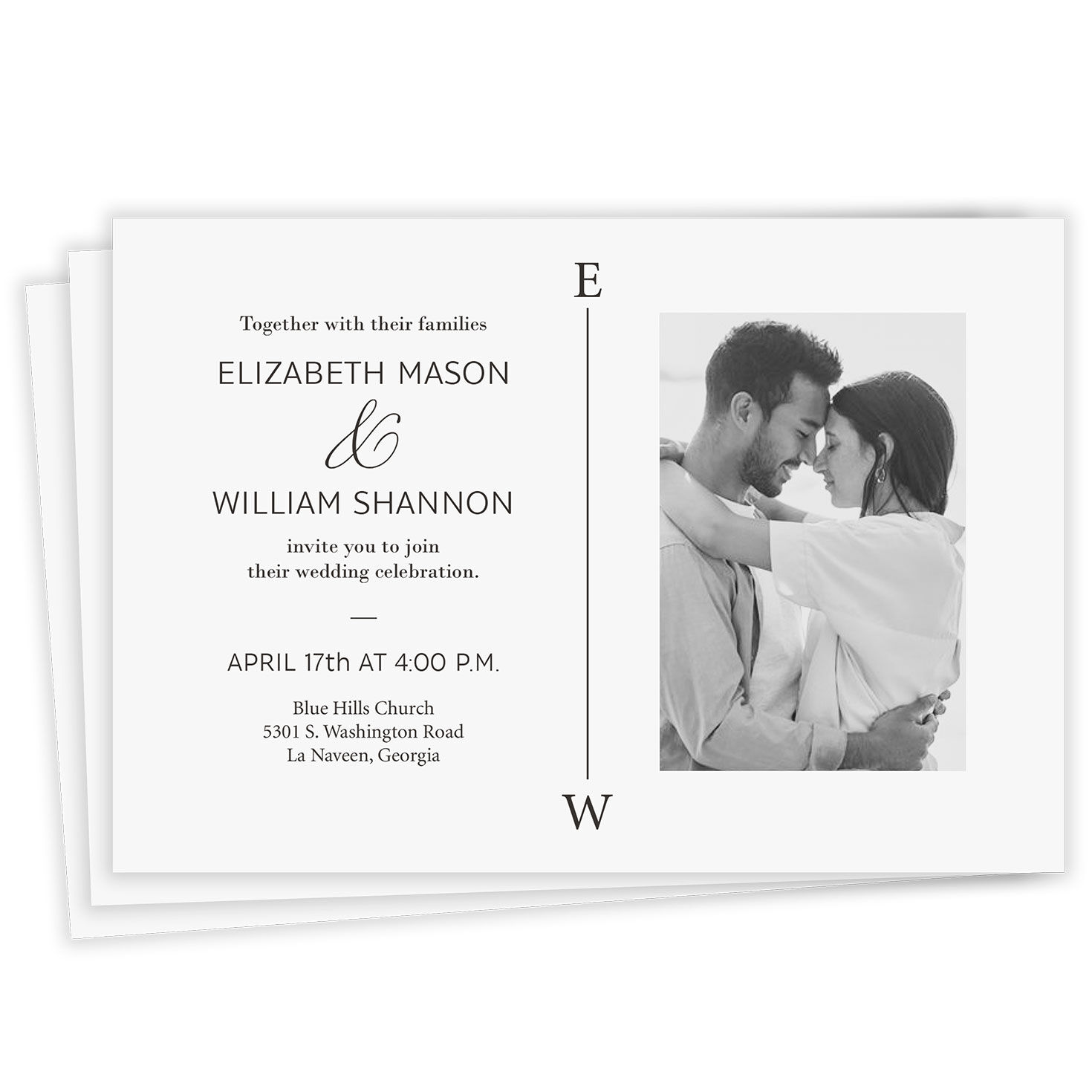 Monogram and Ampersand Flat Wedding Invitation