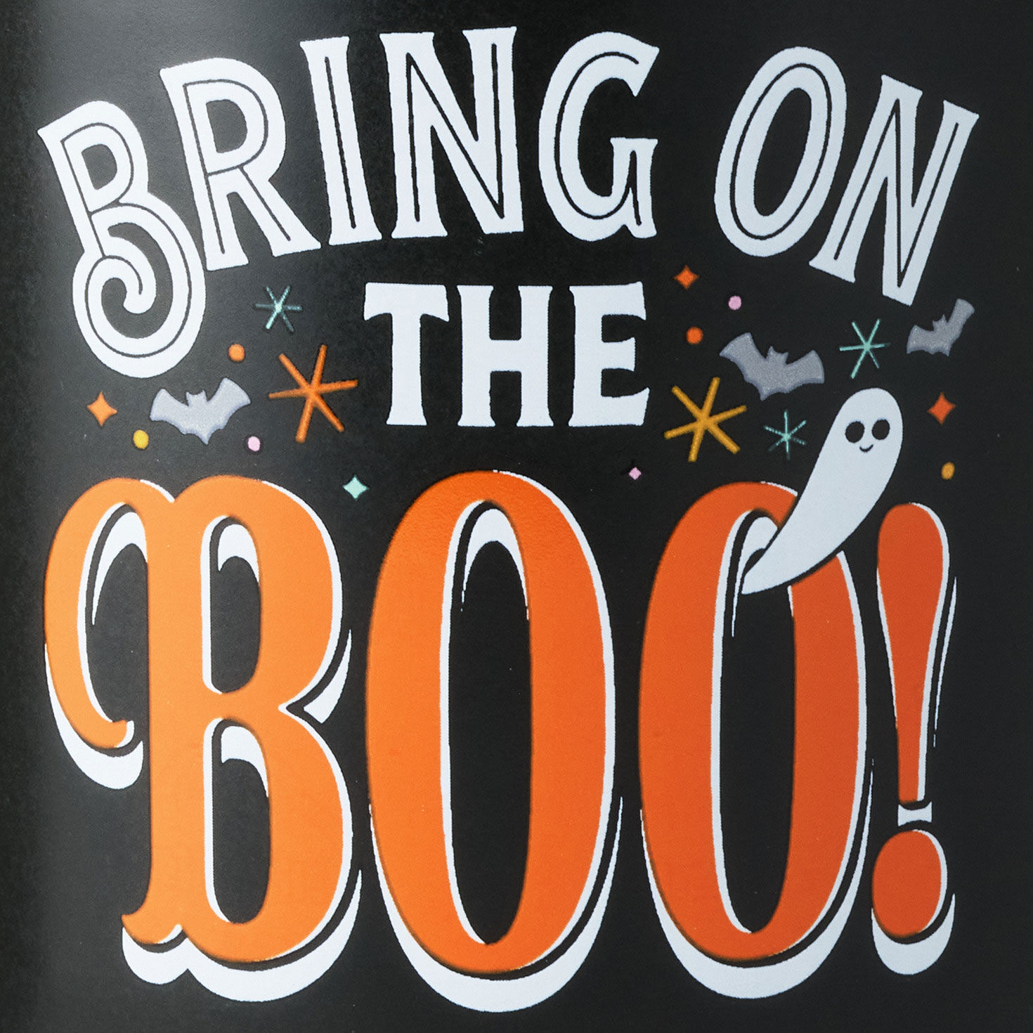 Bring On the Boo Black and Orange Halloween Mug upclose detail image number 3