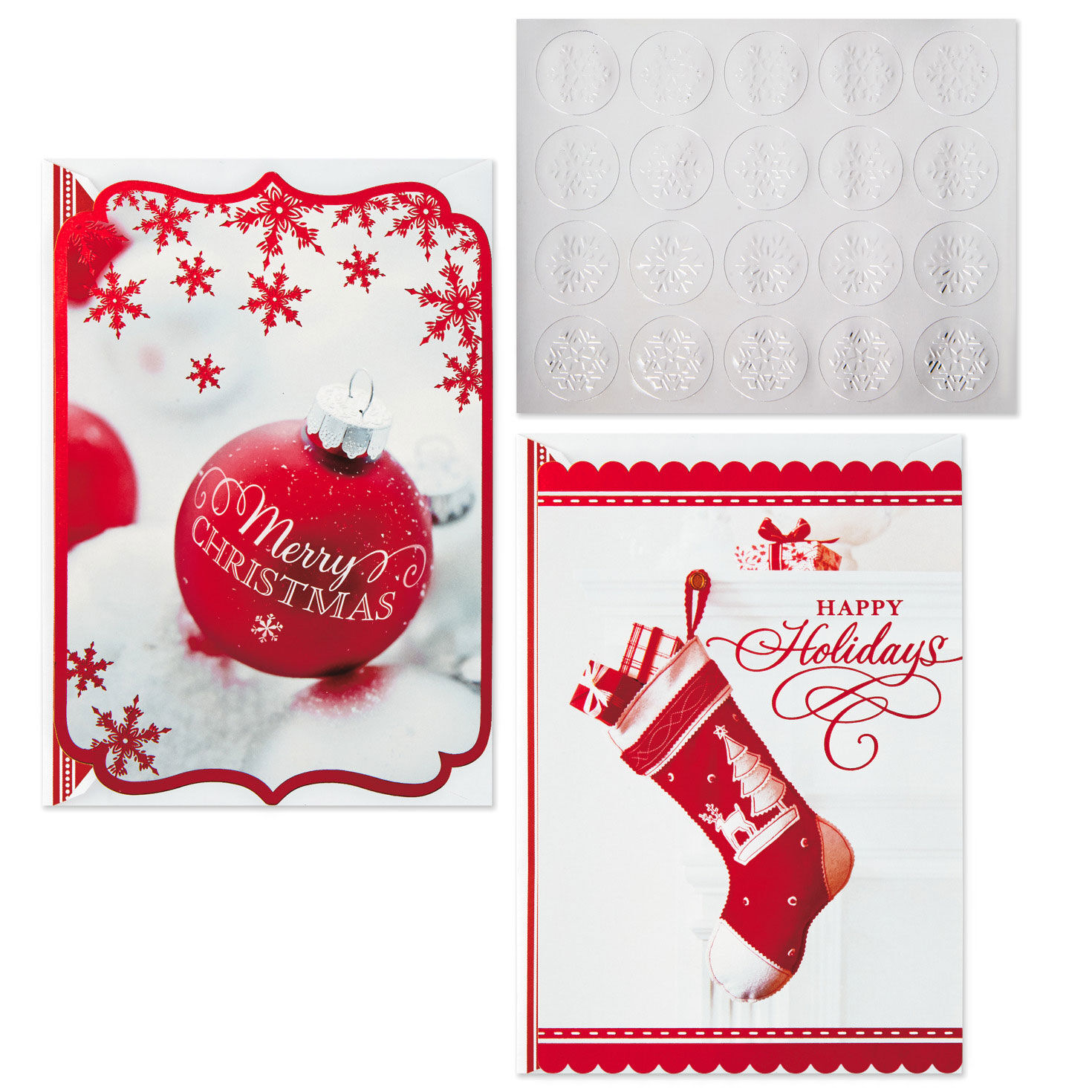 Ornament and Stocking Assorted Christmas Cards With Seals, Box of 40