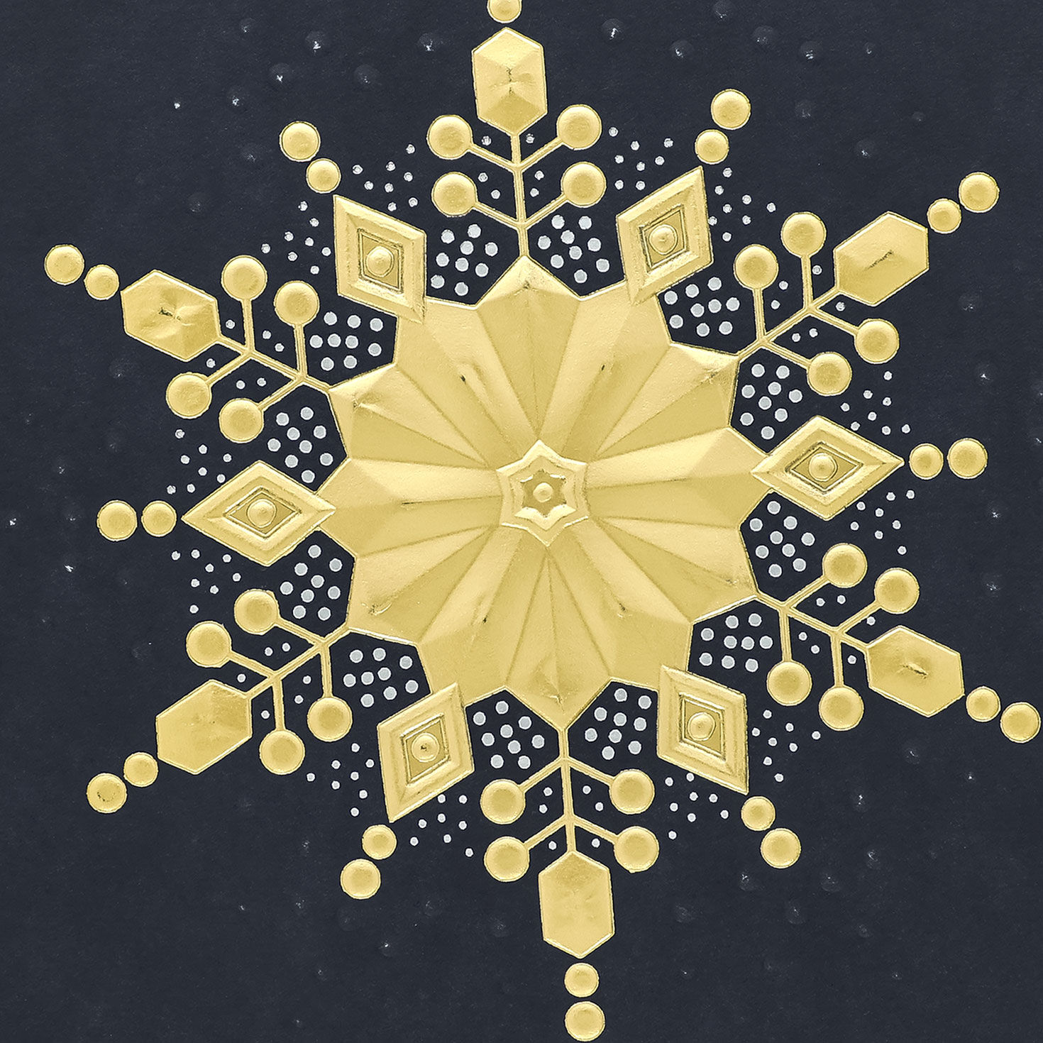 Gold Snowflake on Navy Christmas Card for Grandson Card Front Detail image number 5