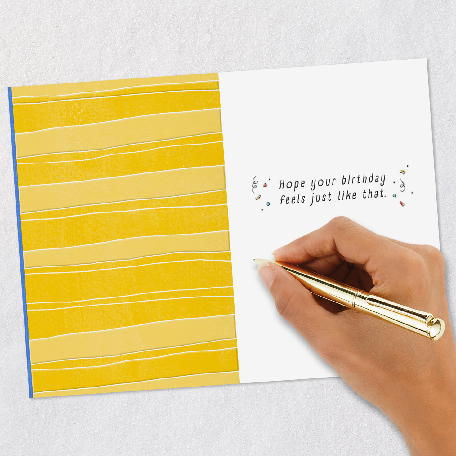 Rainbow Layer Cake Slice on Blue Birthday Card Signing card image number 6