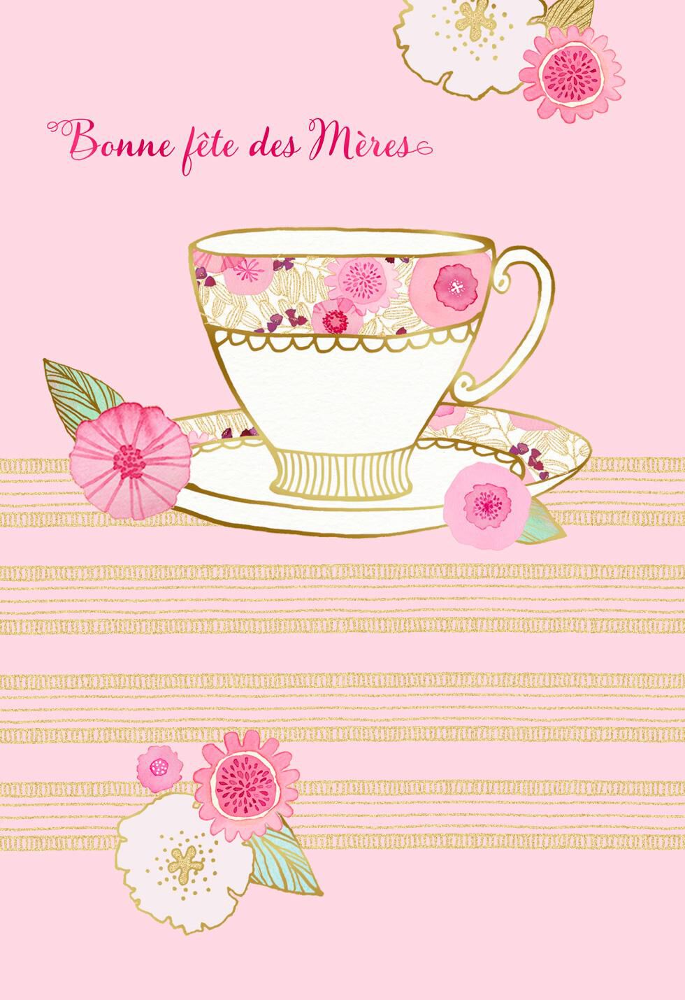 Floral Teacup French-Language Mother's Day Card