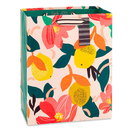 9.6" Tropical Fruit and Flowers Medium Gift Bag, 