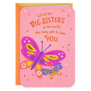 Colorful Butterflies New Baby Card for Big Sister