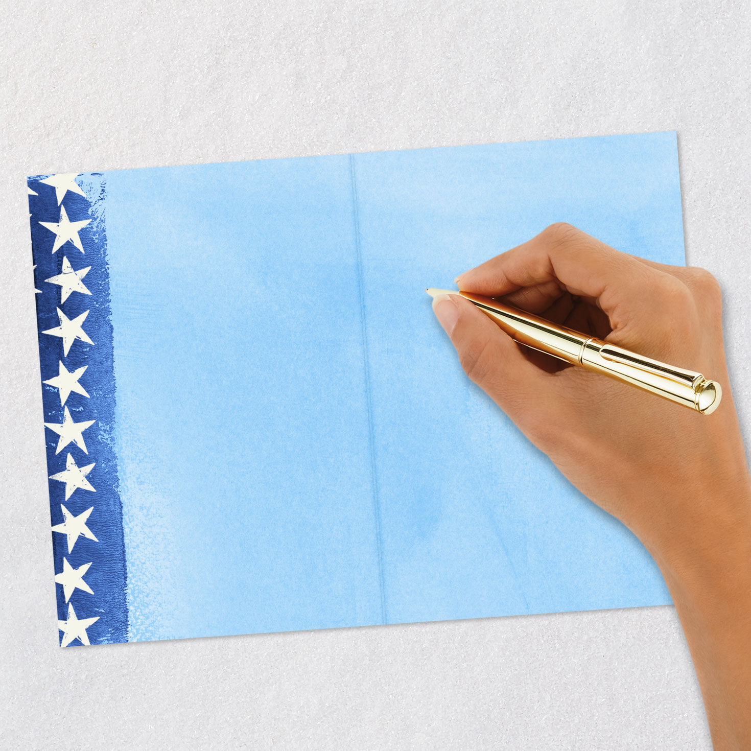 Watercolor Stars and Stripes Patriotic Blank Card Signing card image number 5