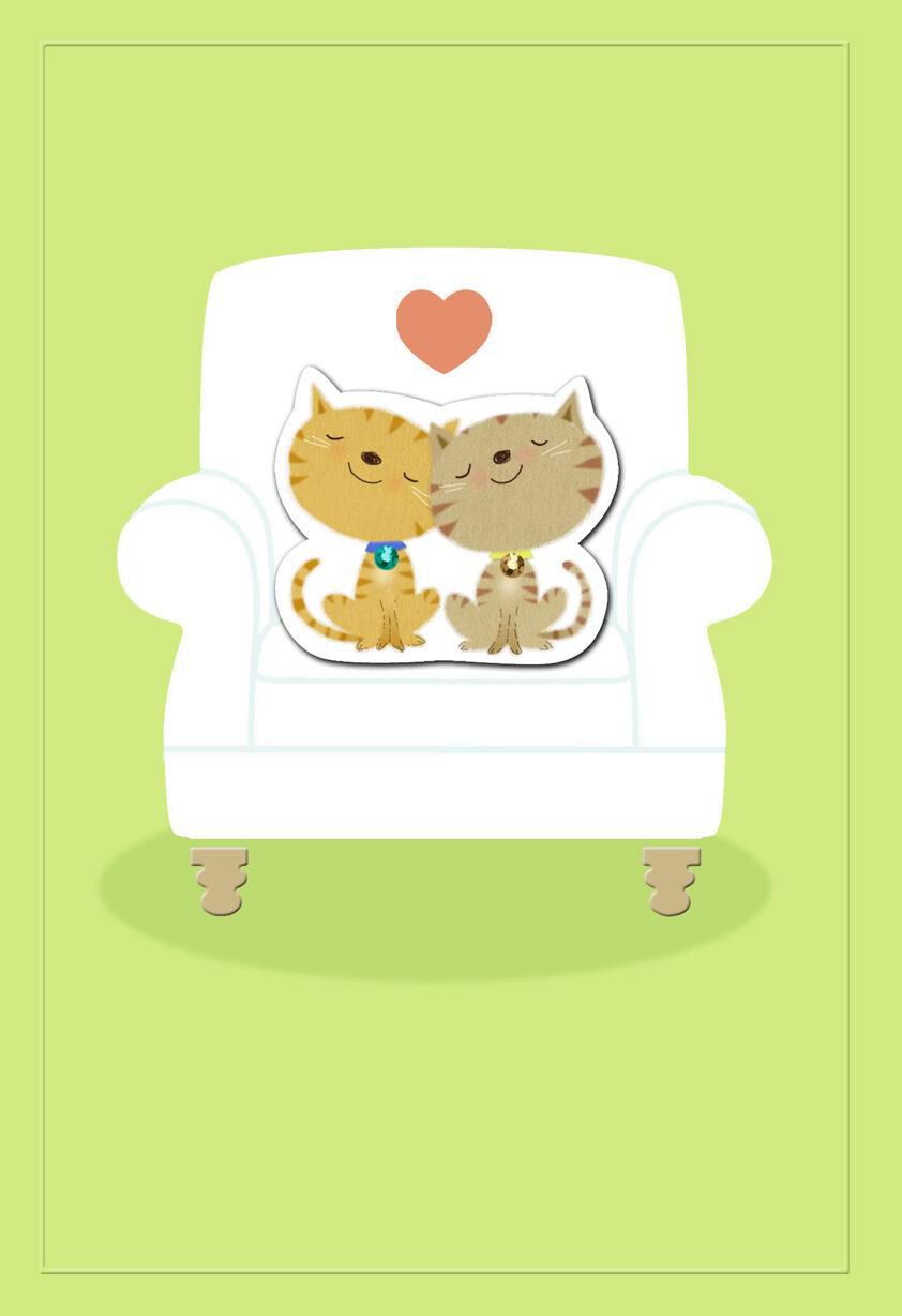 Two Snuggling Cats Romantic Love Card