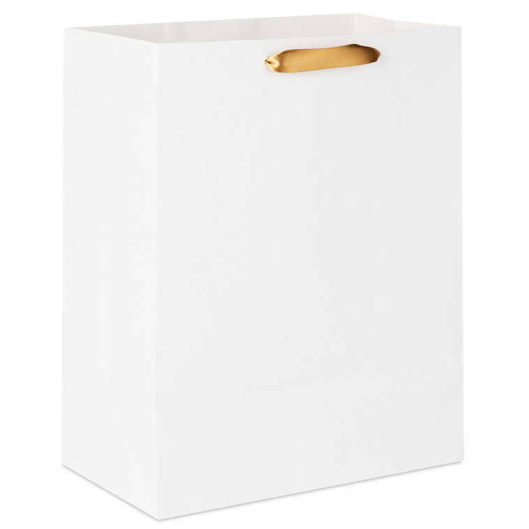 Merry Christmas Calligraphy on White Large Gift Bag Back image number 6