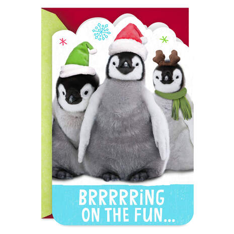 Merry Penguins Christmas Card With Sound, , large