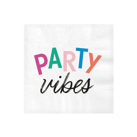 White "Party Vibes" Cocktail Napkins, Set of 16, , large