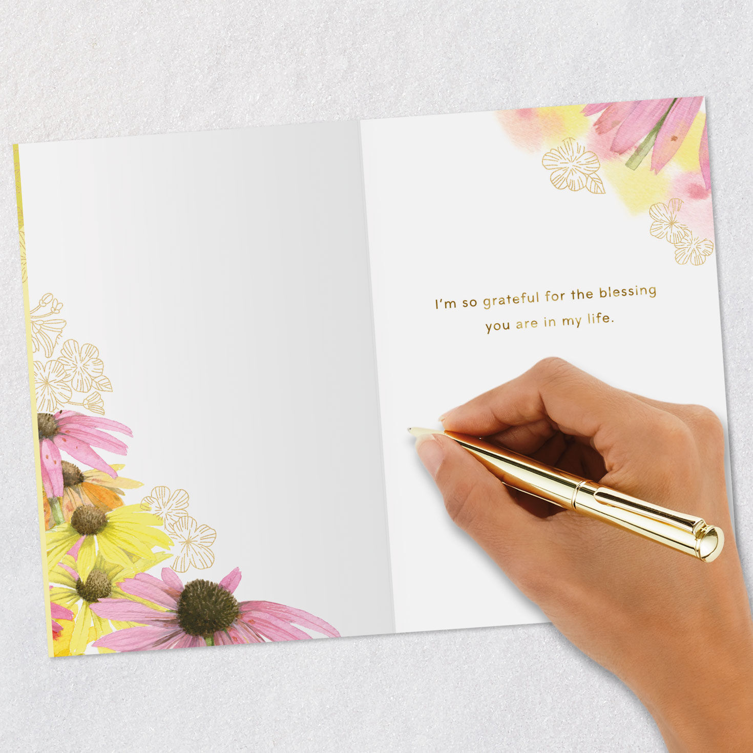 Pink and Yellow Flowers Easter Card Signing card image number 6