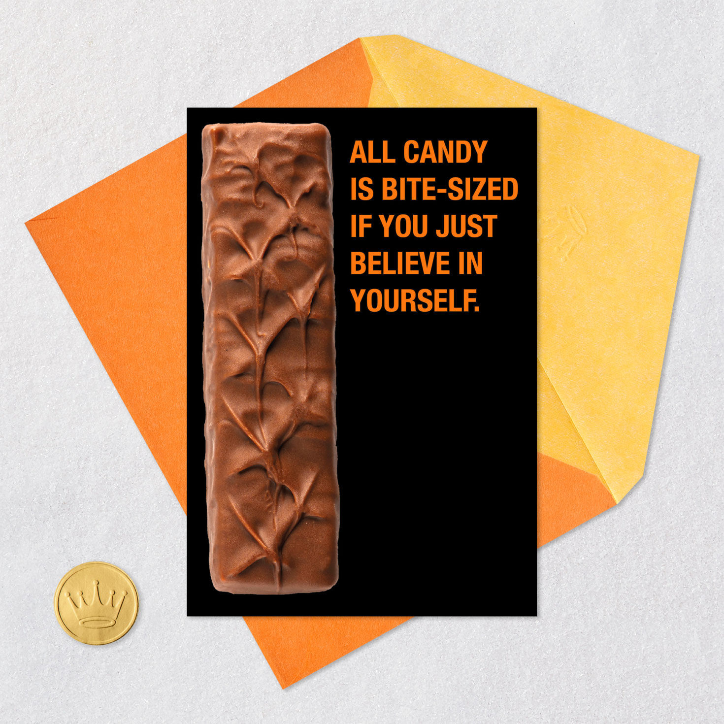Chocolate Candy Bar Funny Halloween Card Card Front with Envelope and Gold Seal image number 5