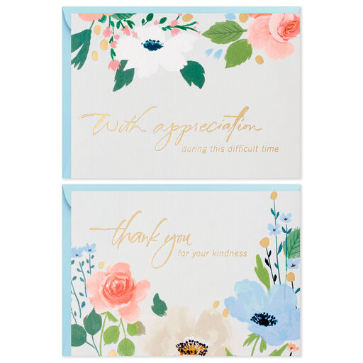 Soft Floral Boxed Blank Sympathy Thank-You Notes, Pack of 50, 