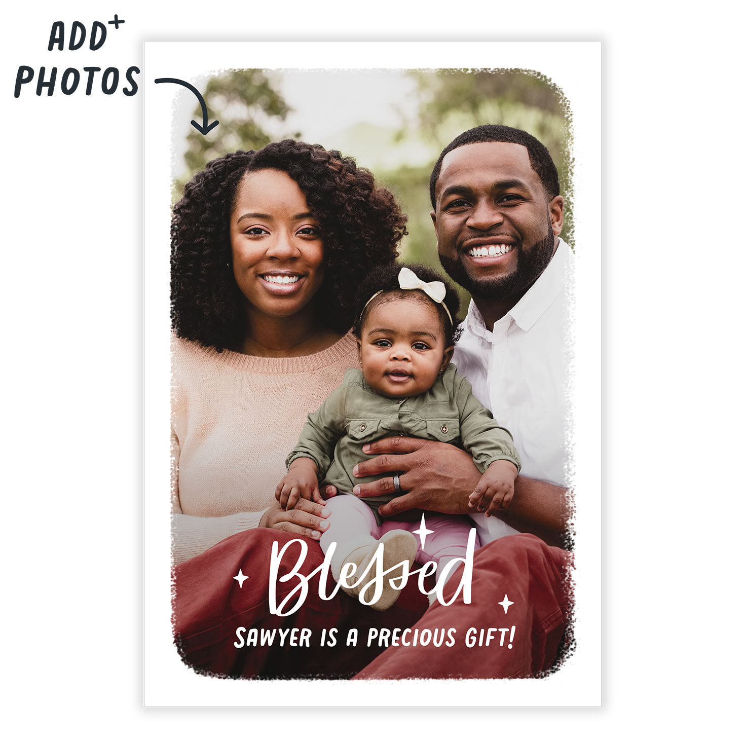 Personalized Blessed White Frame Photo Card  image number 2
