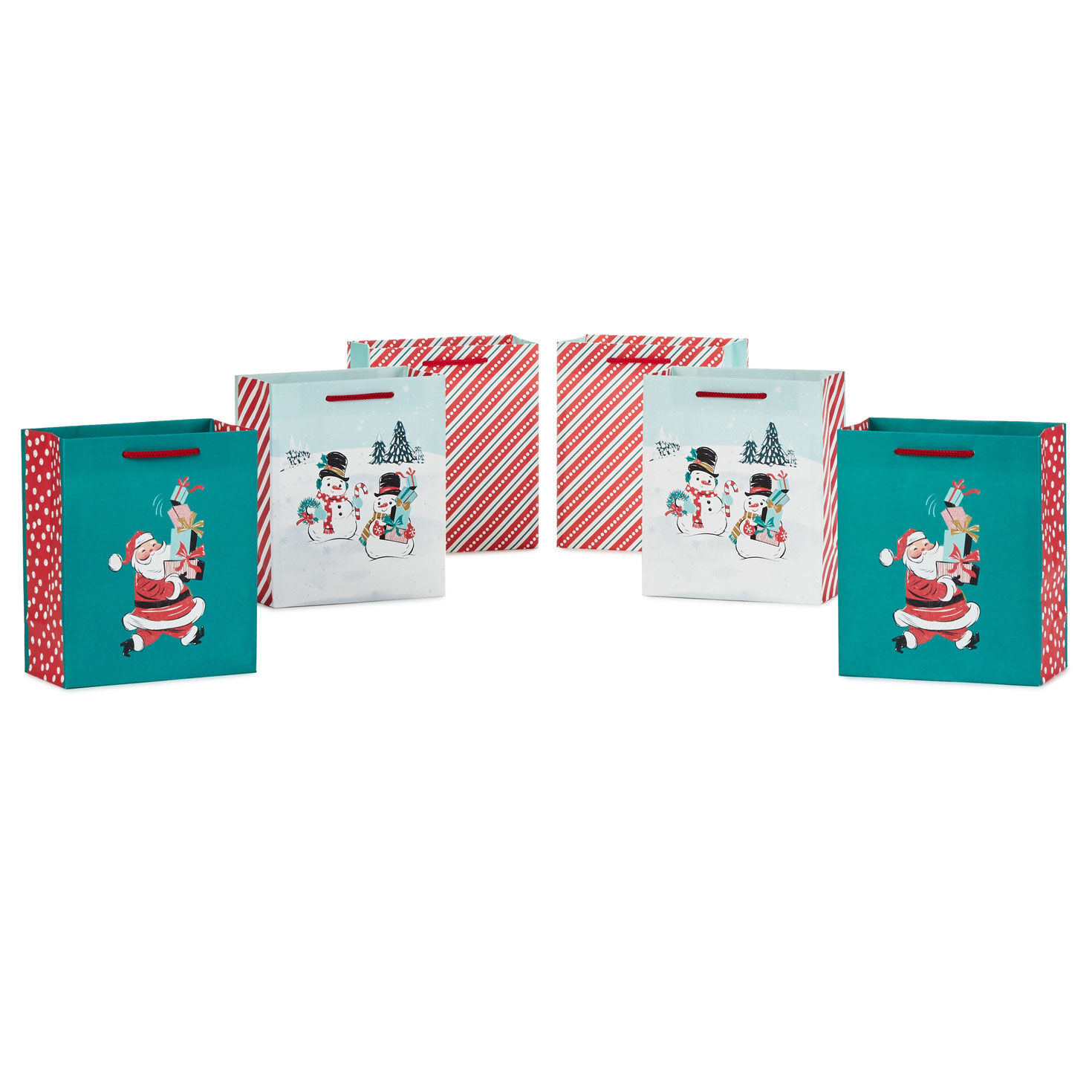 6.5" Vintage Charm 6-Pack Assortment Small Christmas Gift Bags