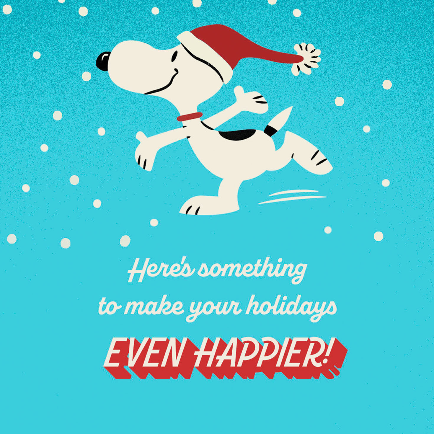 Dancing Snoopy on Blue Money Holder Christmas Card Sentiment image number 2