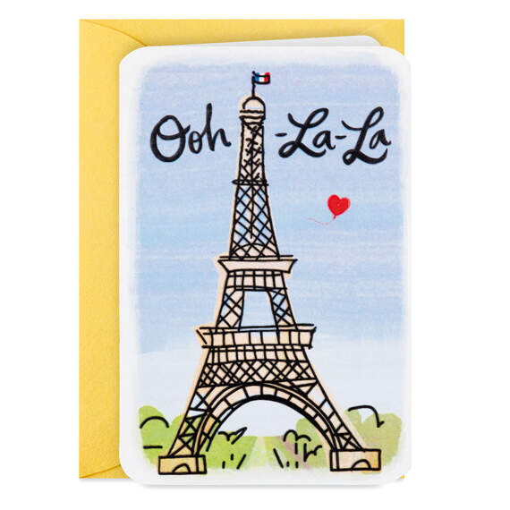 3.25" Mini Ooh-La-La Eiffel Tower and Heart Blank Love Card, , large image number 2