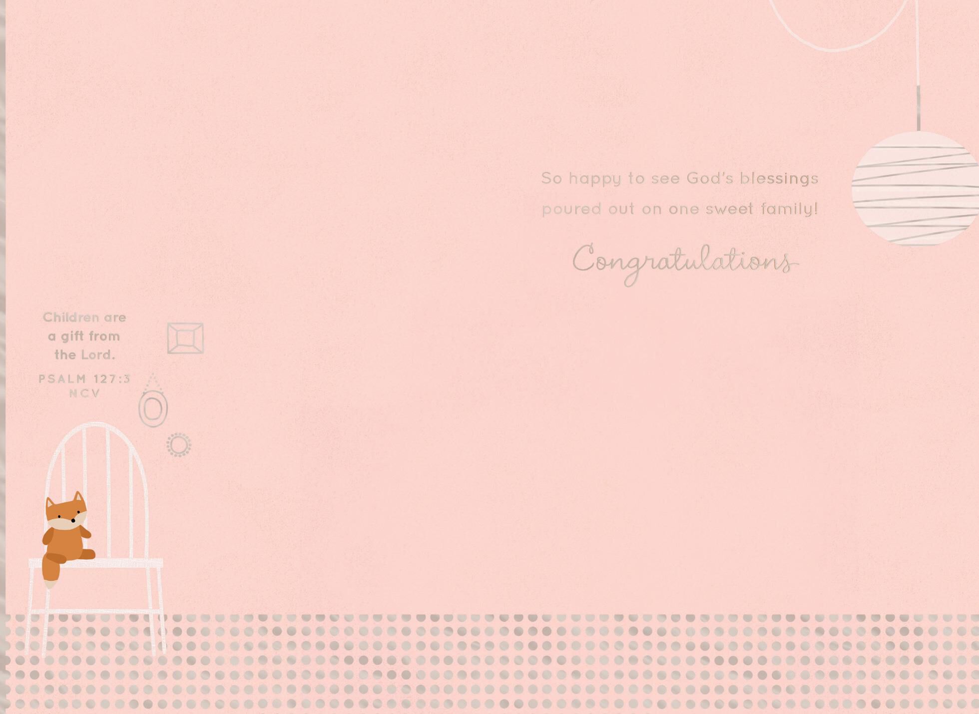 Pink Nursery Religious New Baby Card