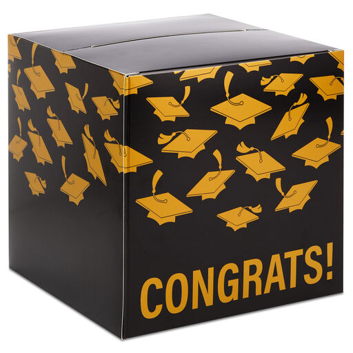 8.5" Mortarboards on Black Graduation Card Box, 