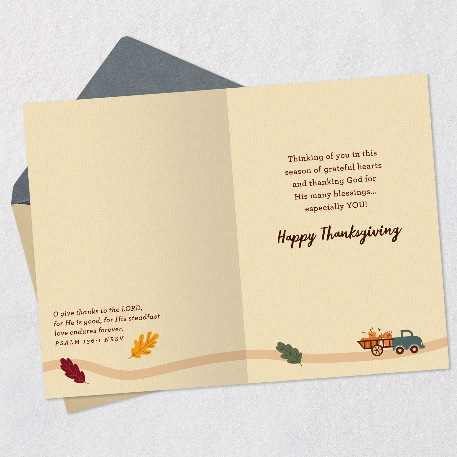 Village and Road Religious Thanksgiving Card Open card with envelope image number 4