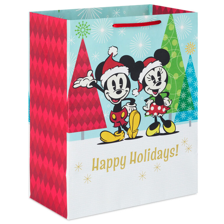 Disney Mickey and Minnie Large Christmas Gift Bag Back image number 6