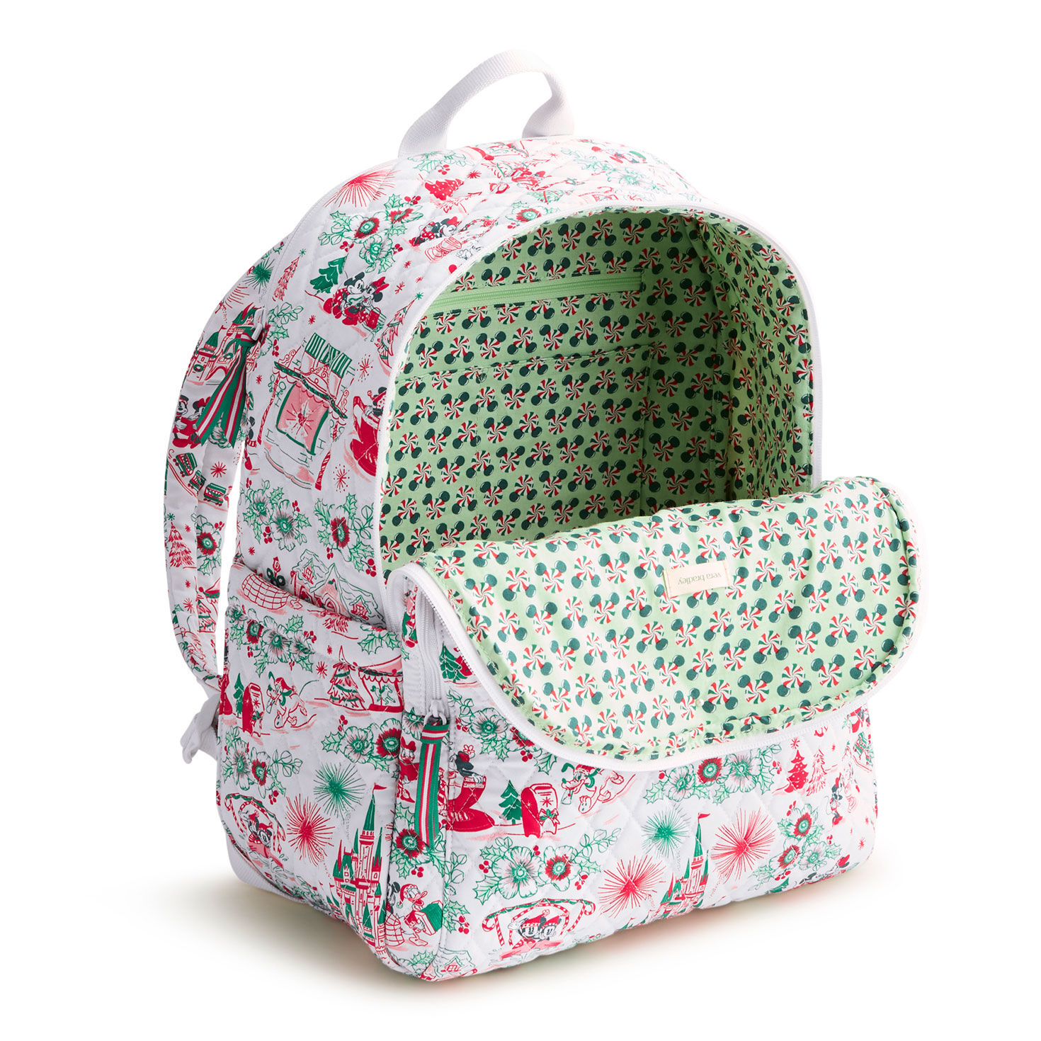 Pink Green Holiday Disney Fabric Backpack Open image number 4