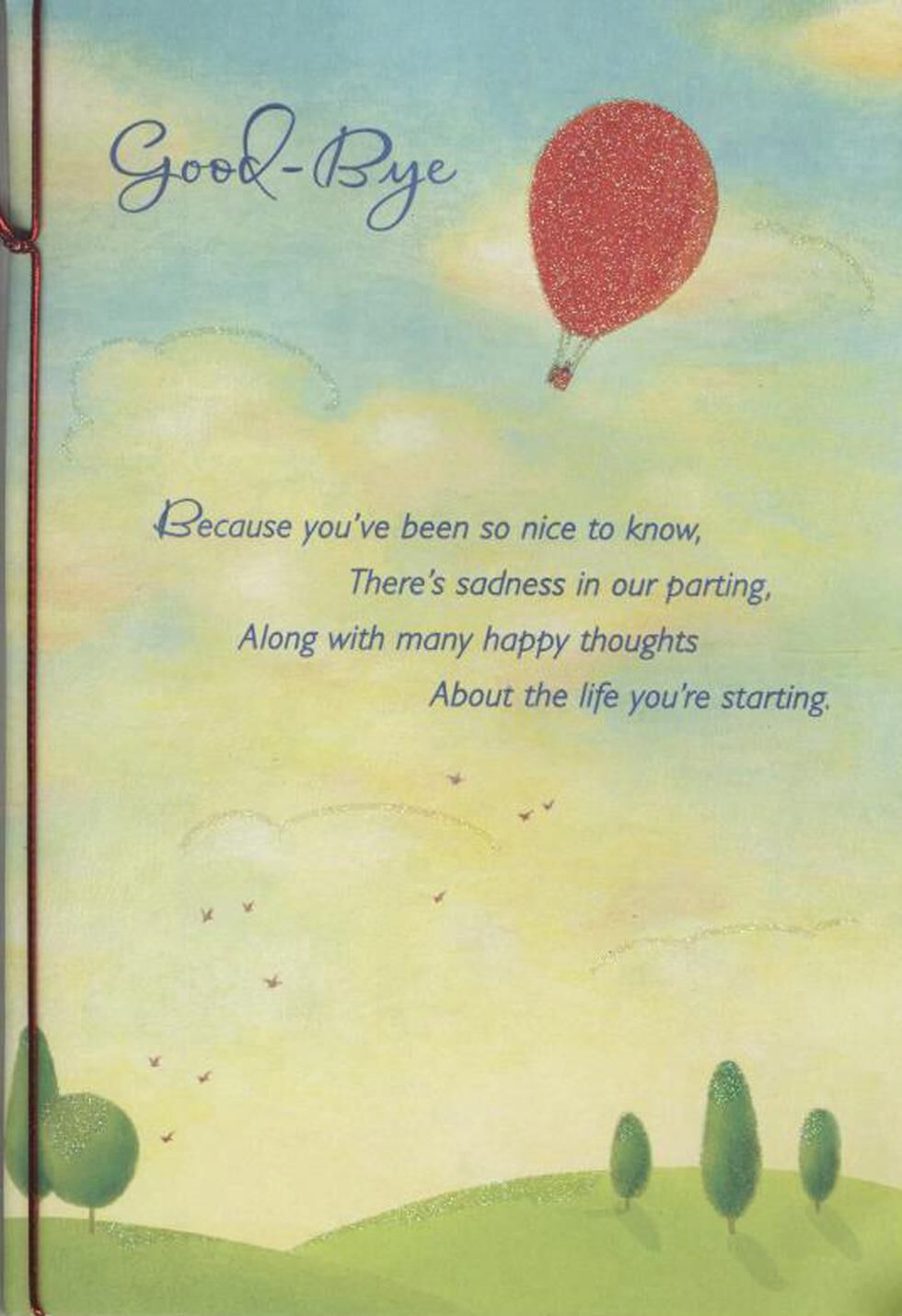 Hot Air Balloon in Sky Goodbye Card
