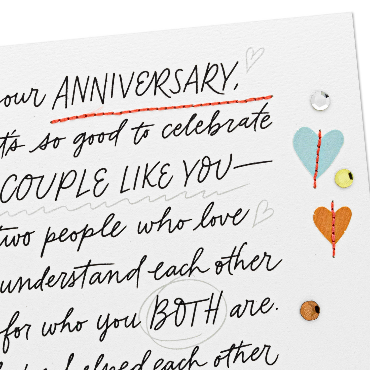Hearts and Hand-lettering Anniversary Card for Couple Card Front Detail image number 4