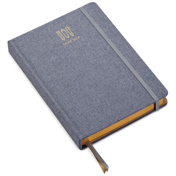 Grey Chambray Dear Self Pencils Notebook, , large image number 1