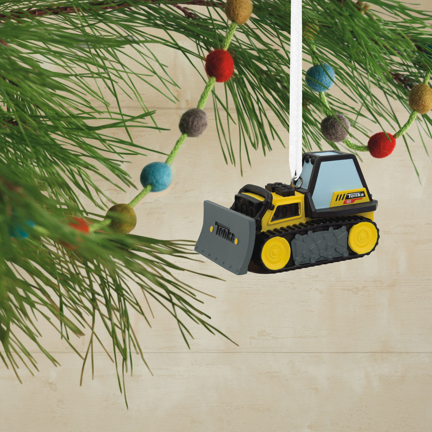 Tonka Bulldozer Christmas Ornament hanging on tree image number 2