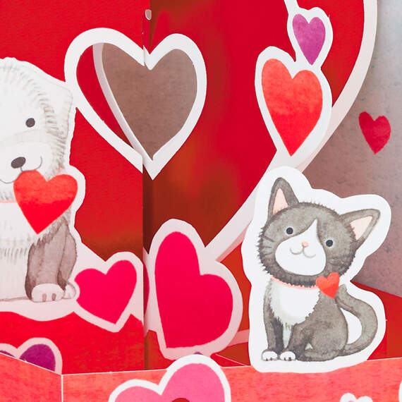 Much Love Dog and Cat With Hearts 3D Pop-Up Valentine's Day Card, , large image number 5