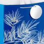 13" Silver Pine on Blue Large Holiday Gift Bag With Tissue Paper, , large image number 4