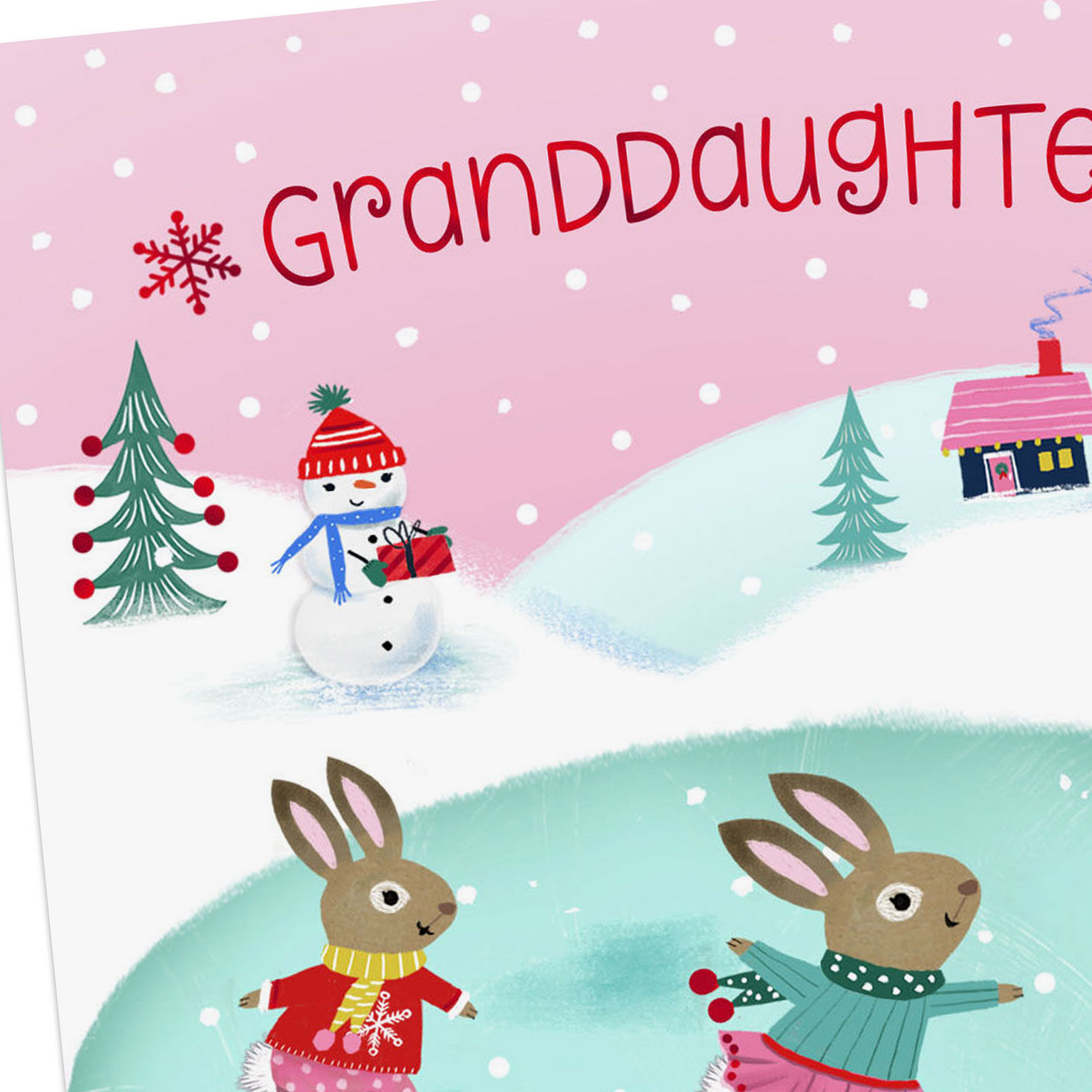 Animals Ice Skating Christmas Card for Granddaughter Card Front Detail image number 4