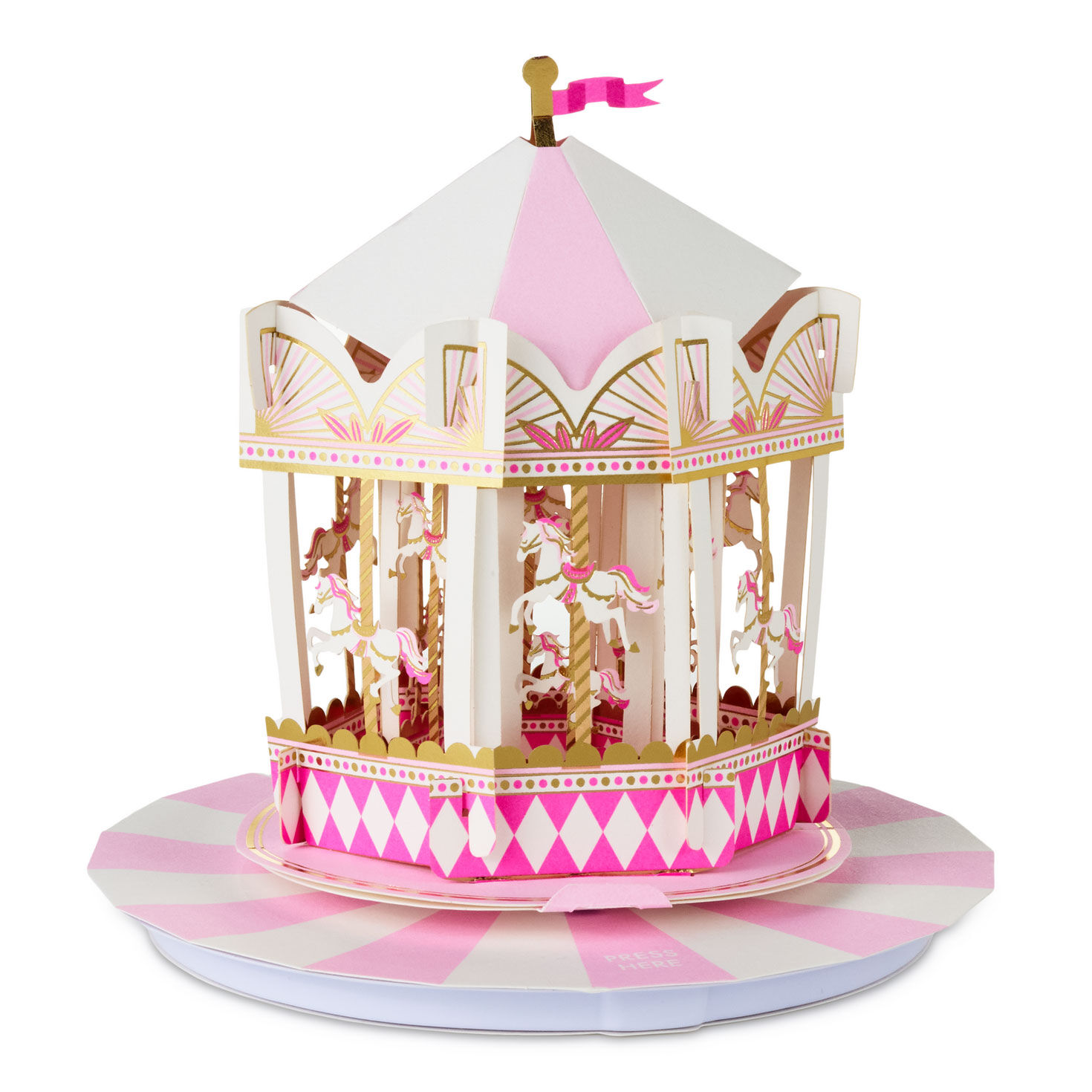 Carousel Ride Musical 3D Pop-Up Birthday Card With Motion
