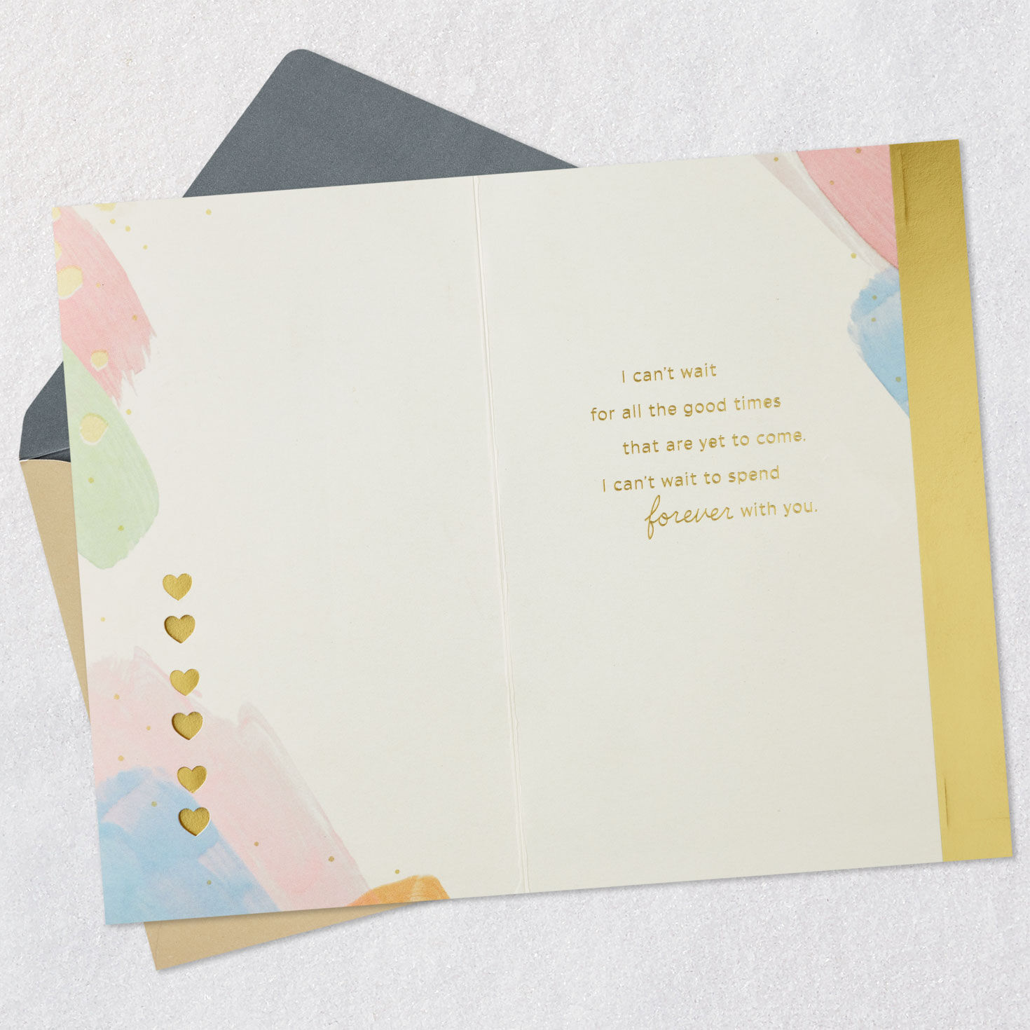 Heart and Pastels 1st Anniversary Card for Spouse Open card with envelope image number 3