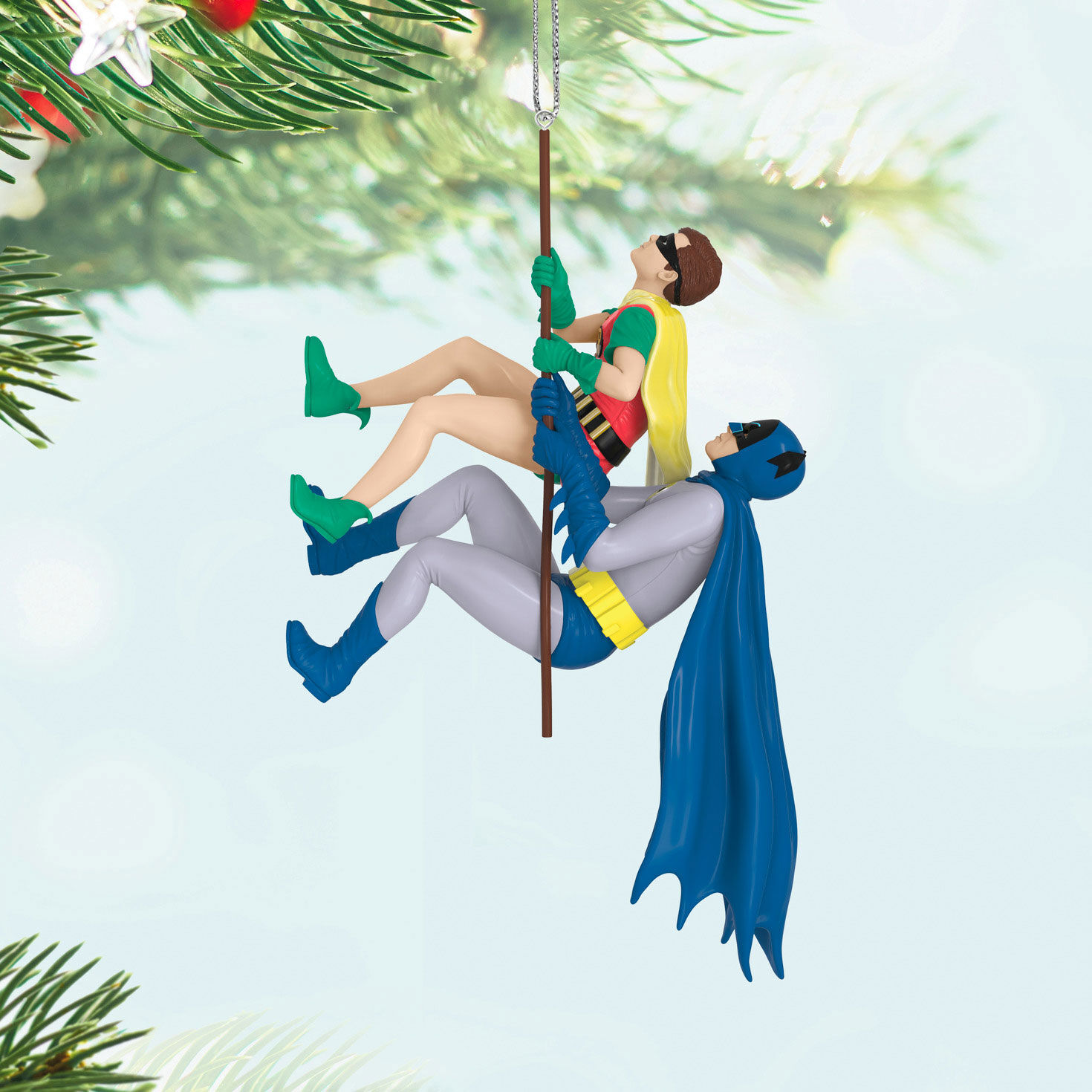 Batman and Robin on Rope Keepsake Ornament hanging on tree image number 2