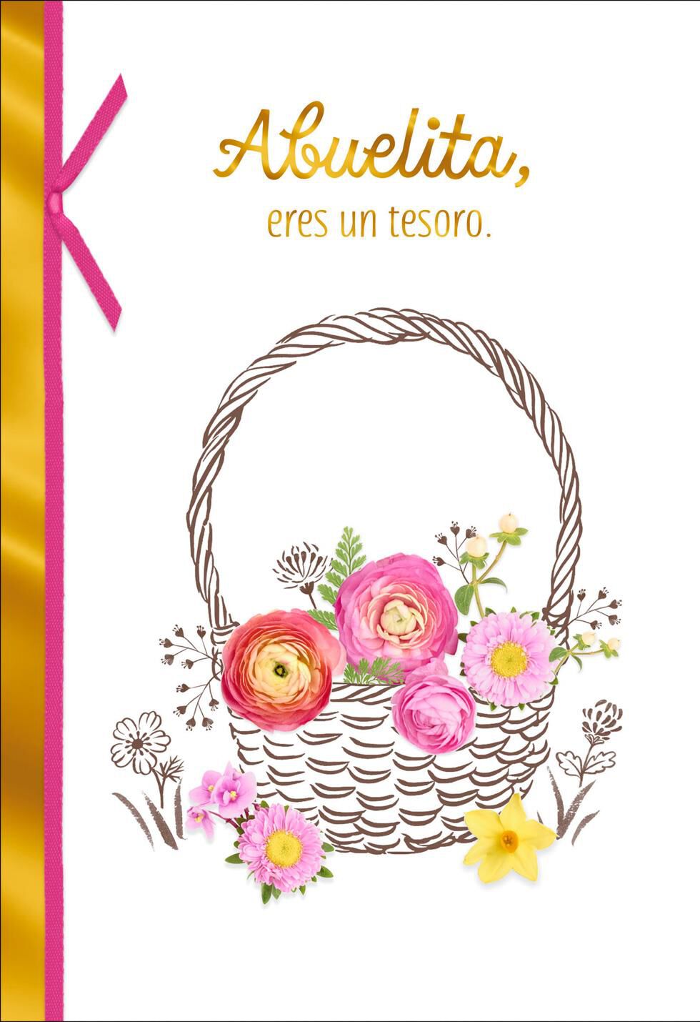 Flower Basket Spanish-Language Birthday Card for Grandma