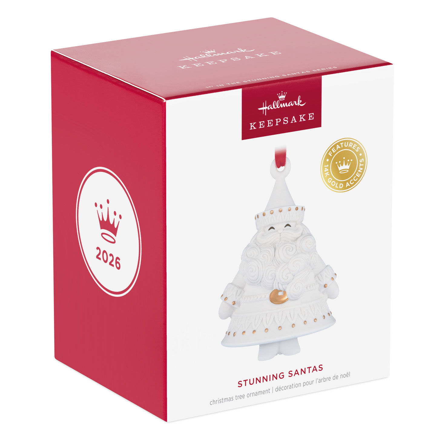 White Porcelain Santa With Gold Keepsake Ornament Package Front image number 7